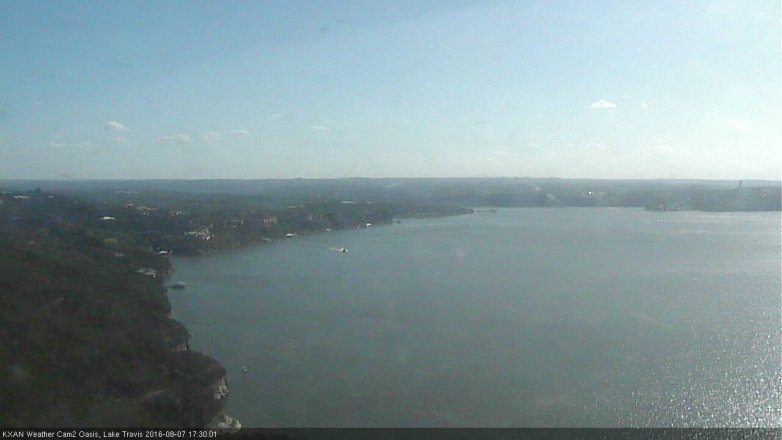 Lake Travis webcam, August 7, 2016 4:40 PM CT