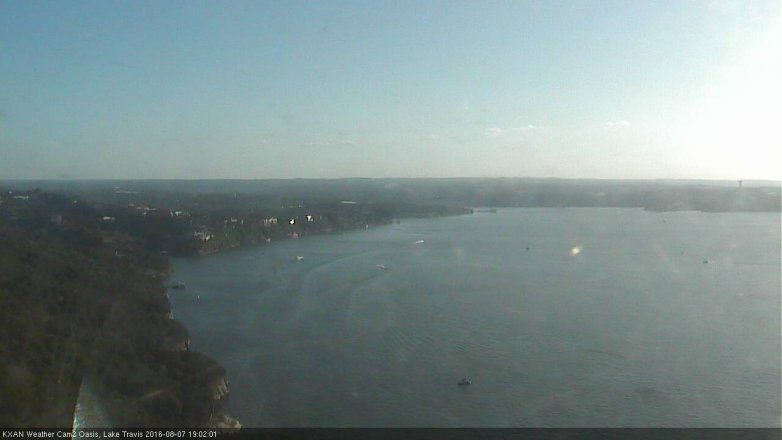Lake Travis webcam, August 7, 2016 6:10 PM CT
