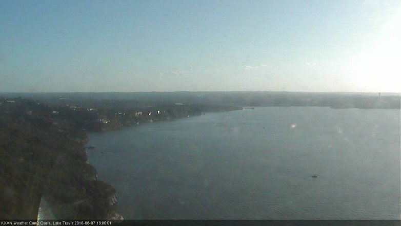 Lake Travis webcam, August 7, 2016 6:30 PM CT