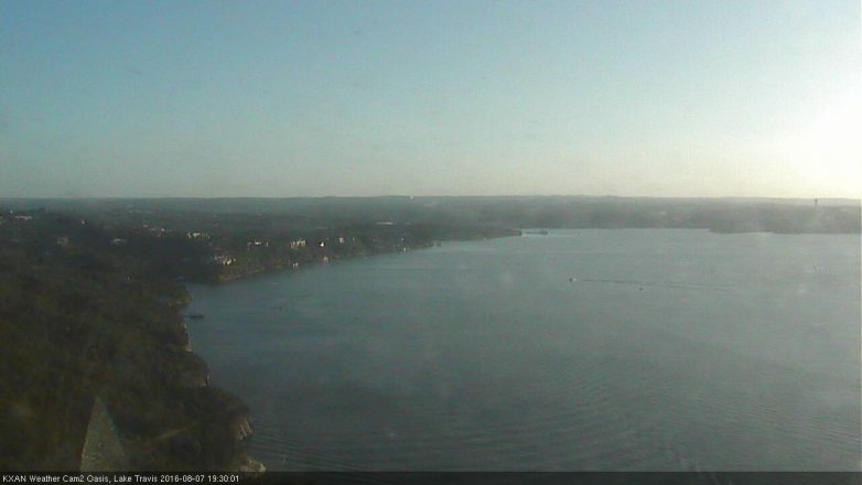 Lake Travis webcam, August 7, 2016 6:40 PM CT