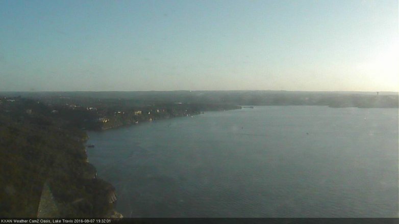 Lake Travis webcam, August 7, 2016 6:45 PM CT