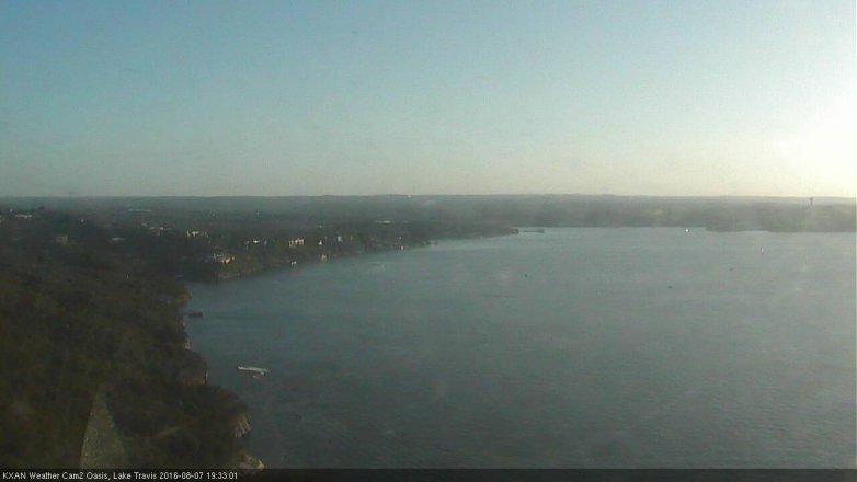 Lake Travis webcam, August 7, 2016 7:05 PM CT