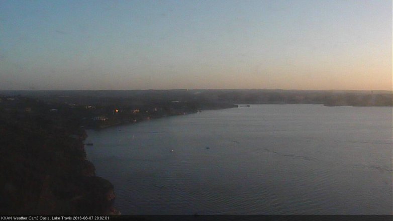 Lake Travis webcam, August 7, 2016 7:10 PM CT