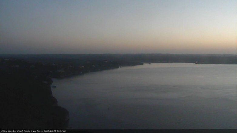 Lake Travis webcam, August 7, 2016 7:50 PM CT