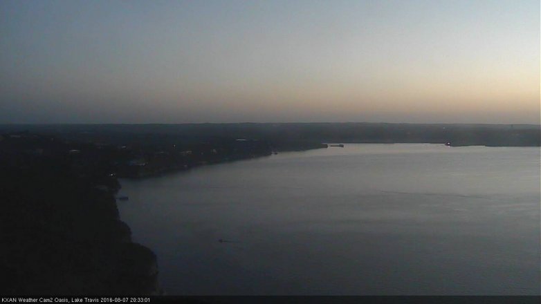 Lake Travis webcam, August 7, 2016 7:55 PM CT