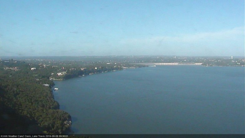 Lake Travis webcam, August 8, 2016 9:00 AM CT