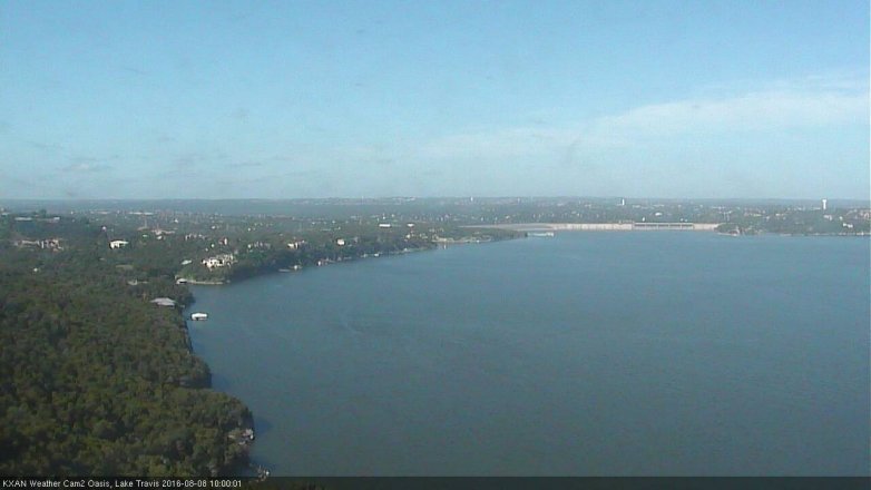 Lake Travis webcam, August 8, 2016 9:25 AM CT