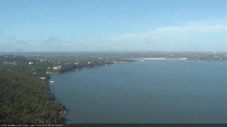 Lake Travis webcam, August 8, 2016 9:30 AM CT
