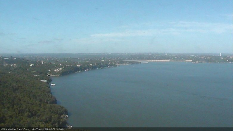 Lake Travis webcam, August 8, 2016 10:00 AM CT
