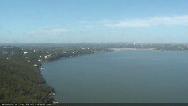 Lake Travis webcam, August 8, 2016 10:25 AM CT