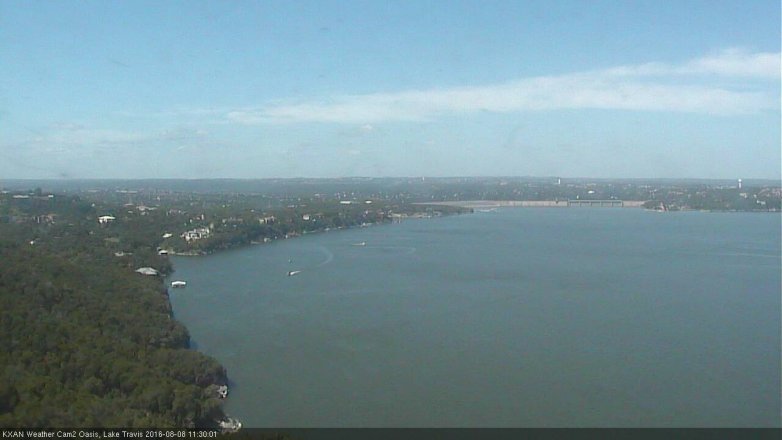 Lake Travis webcam, August 8, 2016 10:40 AM CT