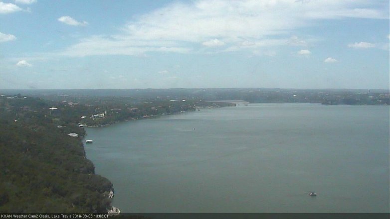 Lake Travis webcam, August 8, 2016 12:15 PM CT
