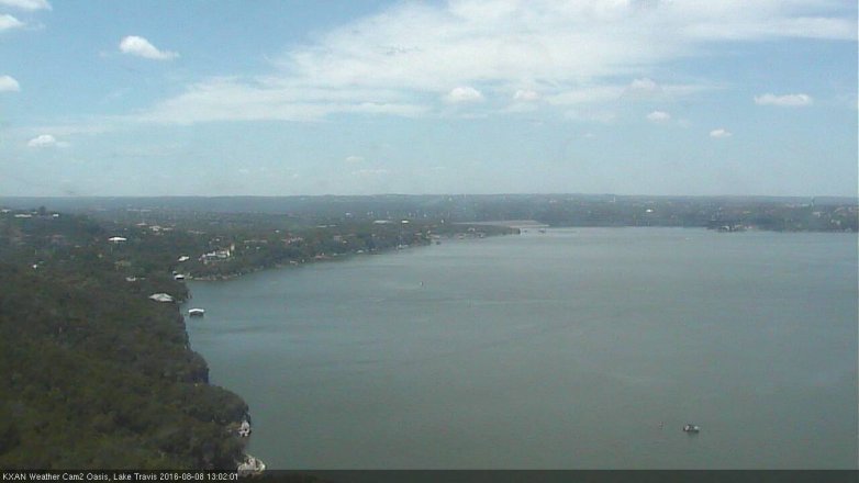 Lake Travis webcam, August 8, 2016 12:20 PM CT