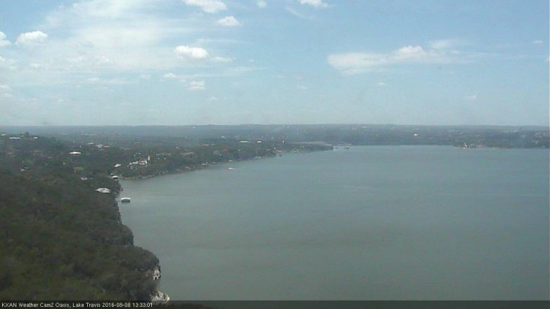 Lake Travis webcam, August 8, 2016 12:45 PM CT