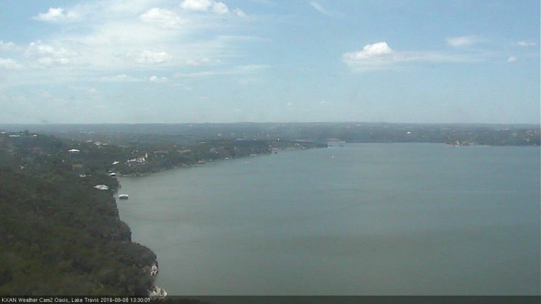Lake Travis webcam, August 8, 2016 12:55 PM CT