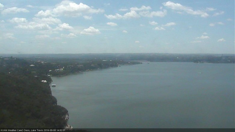 Lake Travis webcam, August 8, 2016 1:05 PM CT