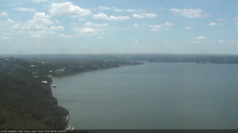 Lake Travis webcam, August 8, 2016 1:10 PM CT