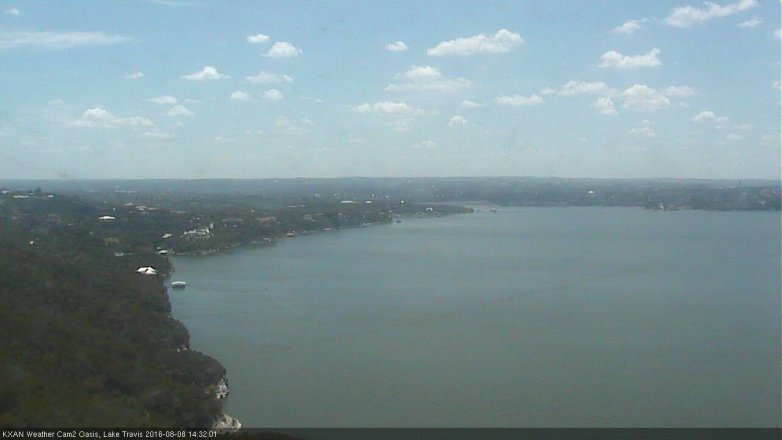 Lake Travis webcam, August 8, 2016 1:50 PM CT