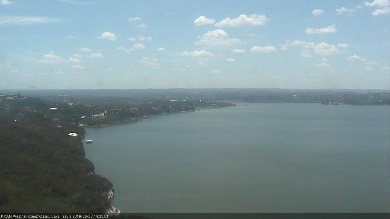 Lake Travis webcam, August 8, 2016 1:55 PM CT