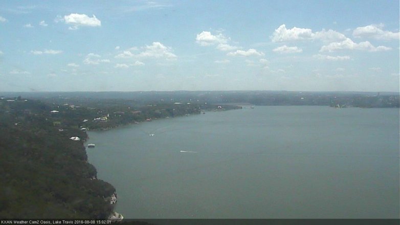 Lake Travis webcam, August 8, 2016 2:05 PM CT