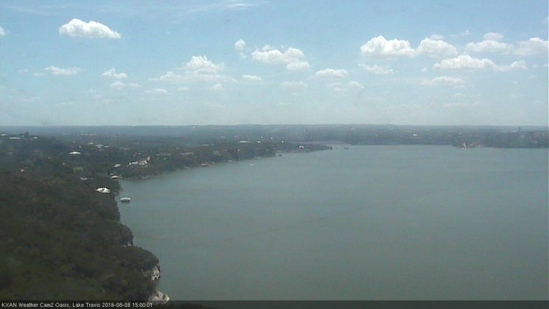 Lake Travis webcam, August 8, 2016 2:10 PM CT