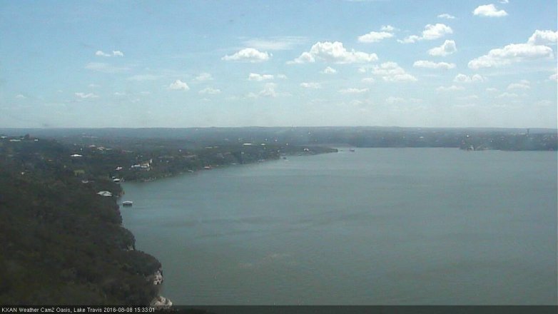 Lake Travis webcam, August 8, 2016 2:40 PM CT