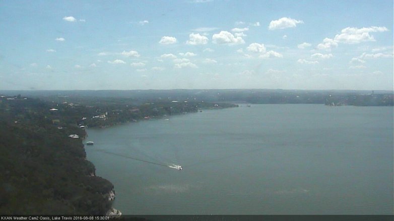 Lake Travis webcam, August 8, 2016 2:50 PM CT