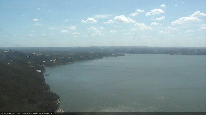 Lake Travis webcam, August 8, 2016 2:55 PM CT