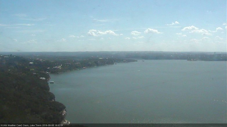 Lake Travis webcam, August 8, 2016 3:05 PM CT