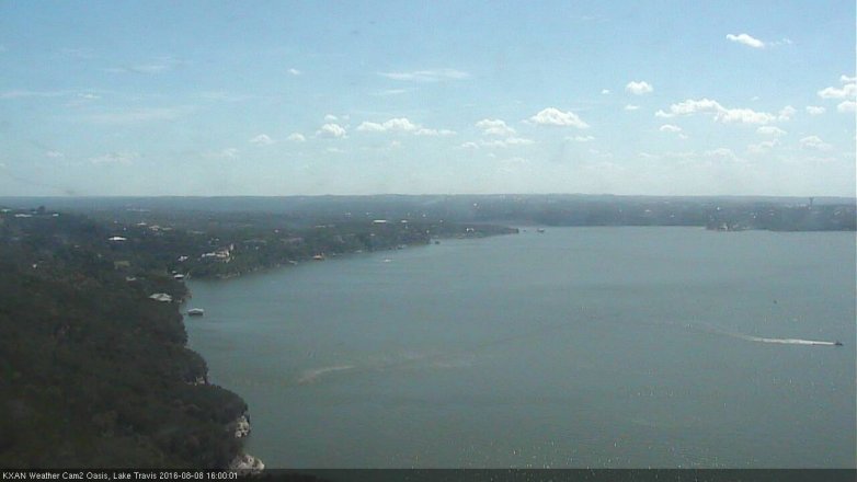 Lake Travis webcam, August 8, 2016 3:10 PM CT