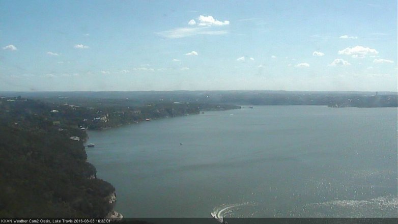 Lake Travis webcam, August 8, 2016 3:45 PM CT