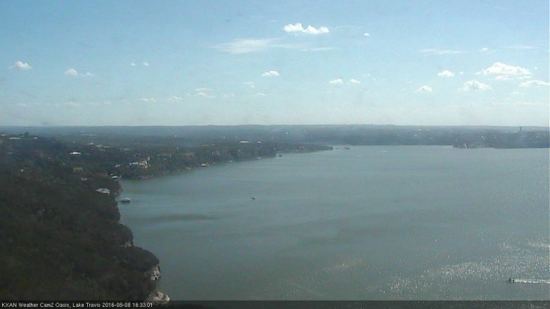 Lake Travis webcam, August 8, 2016 3:55 PM CT