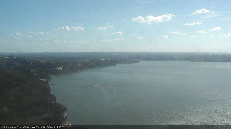 Lake Travis webcam, August 8, 2016 4:05 PM CT