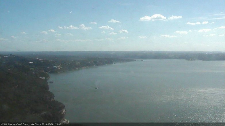 Lake Travis webcam, August 8, 2016 4:35 PM CT