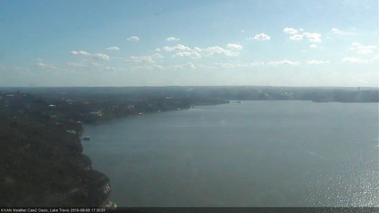 Lake Travis webcam, August 8, 2016 4:50 PM CT
