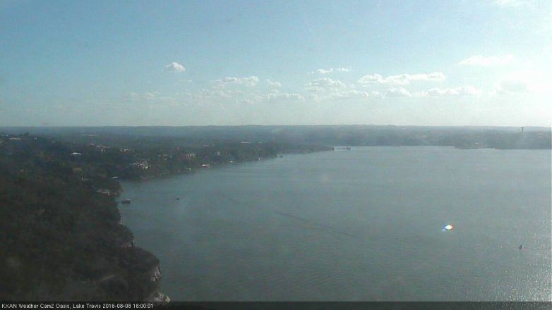 Lake Travis webcam, August 8, 2016 5:20 PM CT