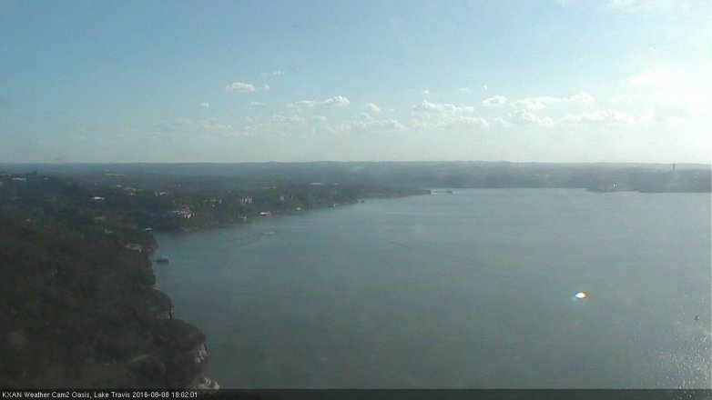Lake Travis webcam, August 8, 2016 5:25 PM CT