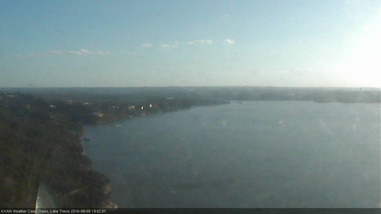Lake Travis webcam, August 8, 2016 6:05 PM CT