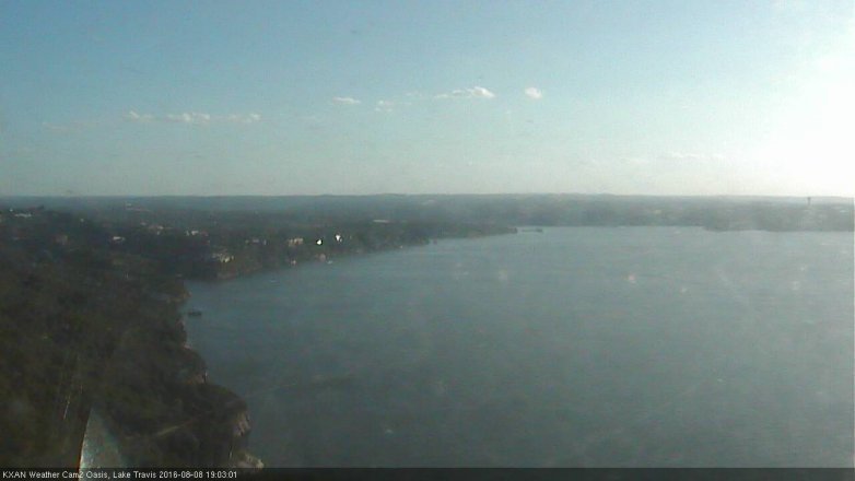 Lake Travis webcam, August 8, 2016 6:10 PM CT