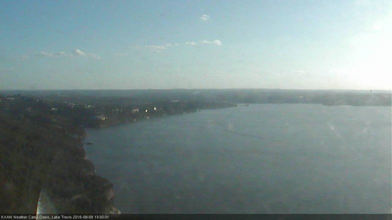 Lake Travis webcam, August 8, 2016 6:15 PM CT