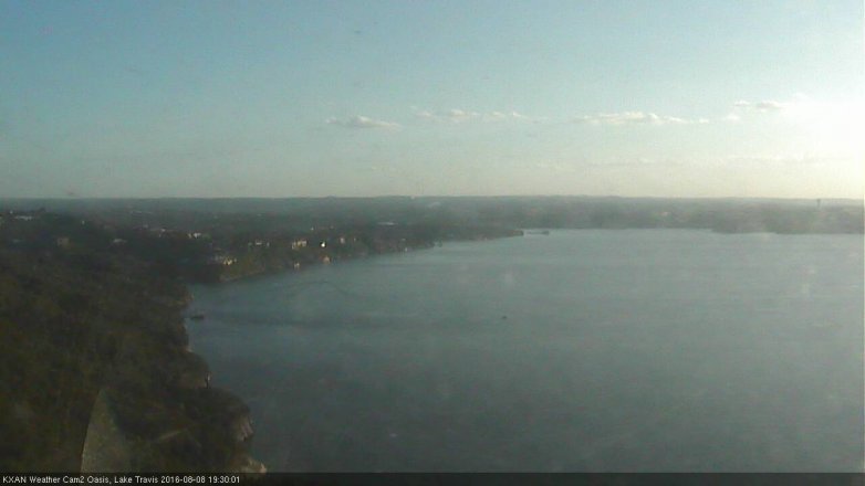 Lake Travis webcam, August 8, 2016 6:45 PM CT