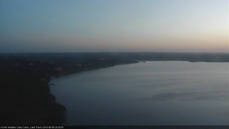 Lake Travis webcam, August 8, 2016 7:35 PM CT