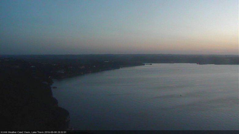 Lake Travis webcam, August 8, 2016 7:40 PM CT