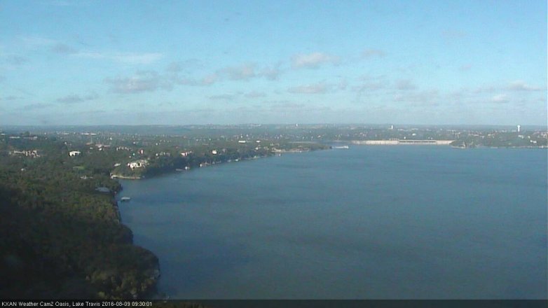 Lake Travis webcam, August 9, 2016 9:00 AM CT