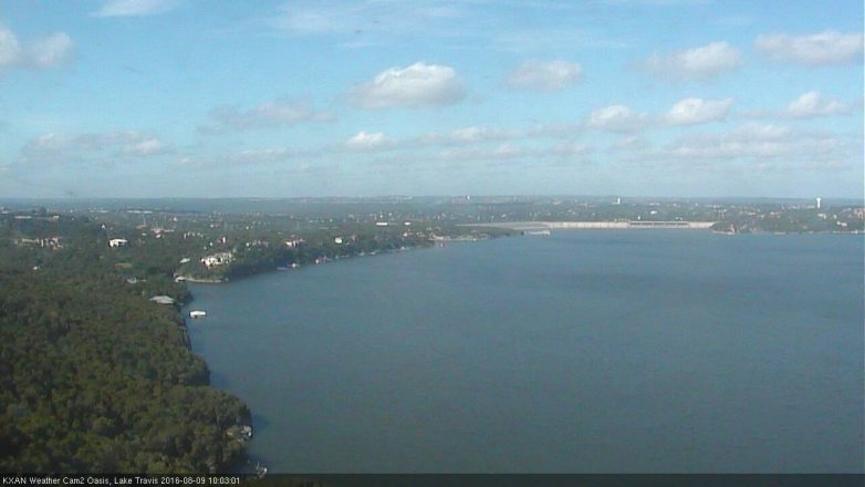 Lake Travis webcam, August 9, 2016 9:30 AM CT