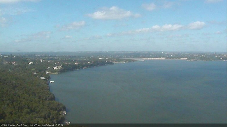 Lake Travis webcam, August 9, 2016 9:40 AM CT