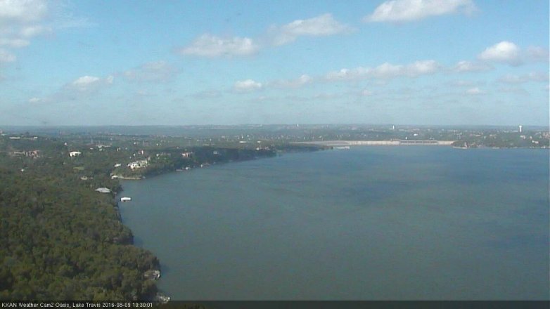 Lake Travis webcam, August 9, 2016 9:45 AM CT
