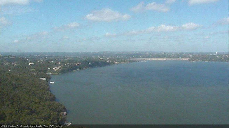 Lake Travis webcam, August 9, 2016 10:00 AM CT