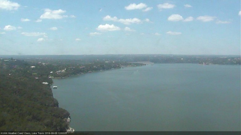 Lake Travis webcam, August 9, 2016 12:30 PM CT