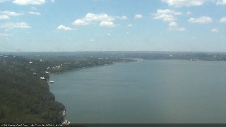 Lake Travis webcam, August 9, 2016 12:45 PM CT